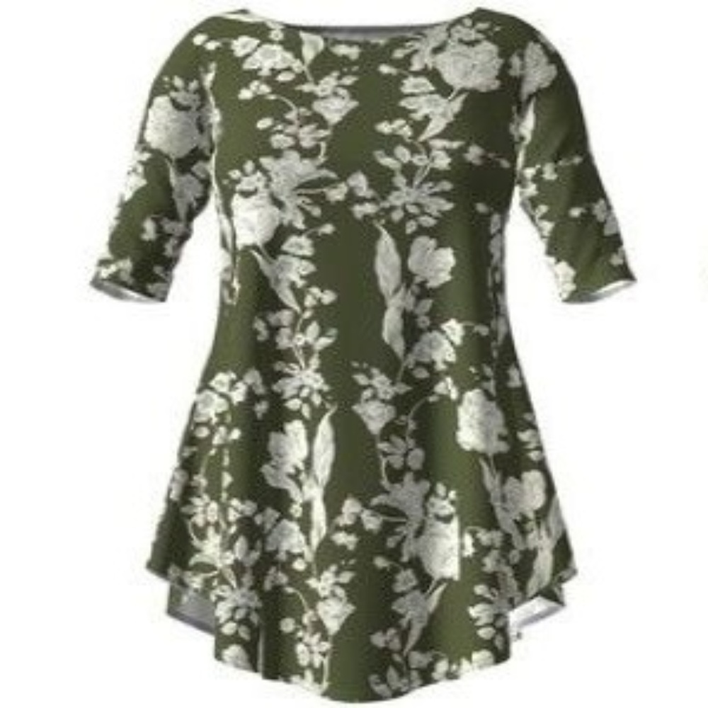 Bella Flore Women's Swing Tunic - Green Floral